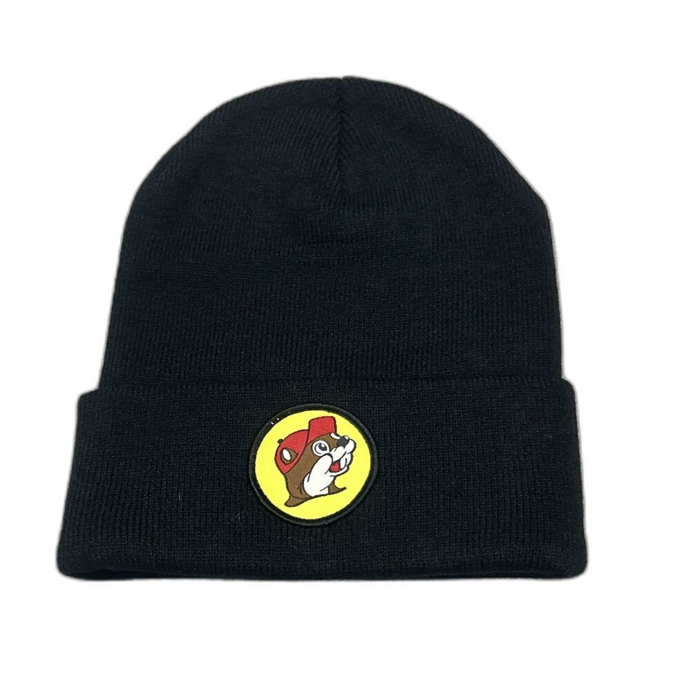 Bucees Knit Beanie Hat Black Cuffed Adult Unisex One Size Fits All Beaver Logo